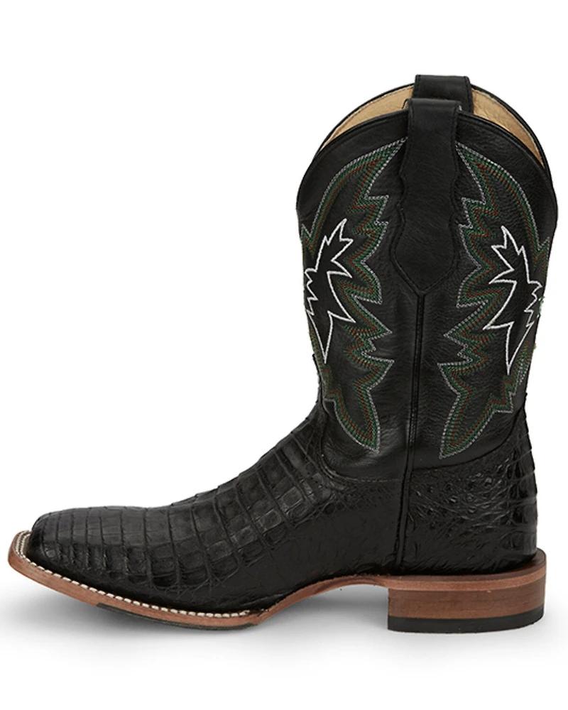 Justin Men's Haggard Exotic Caiman Western Boots - Broad Square Toe