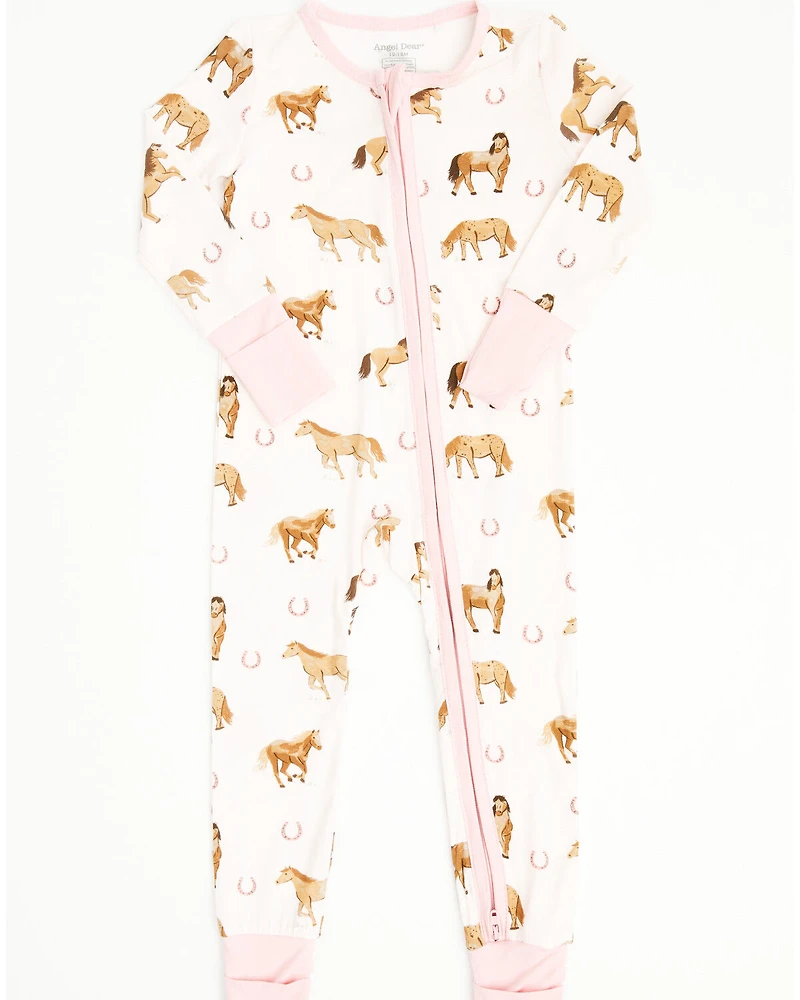 Angel Dear Infant Girls' Horse Print Footie Onesie