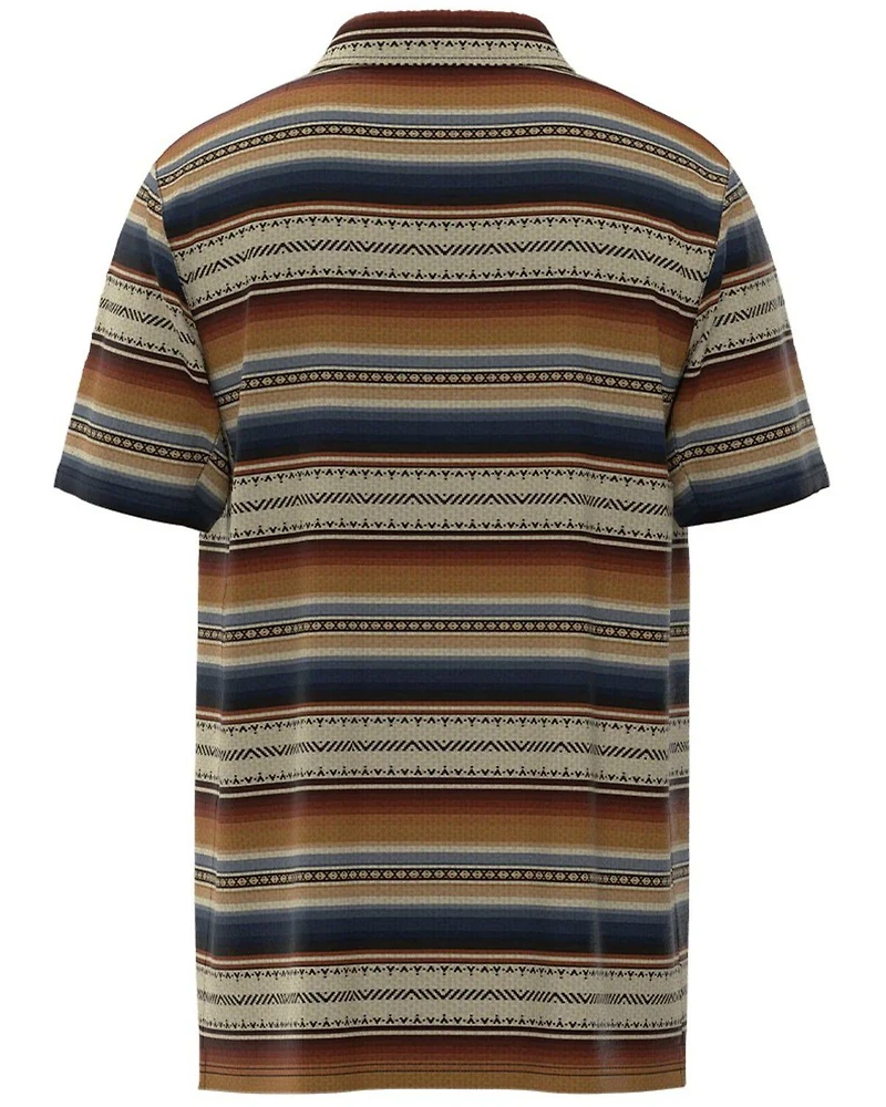 Hooey Boys' The Weekender Serape Striped Print Short Sleeve Button-Down Polo Shirt