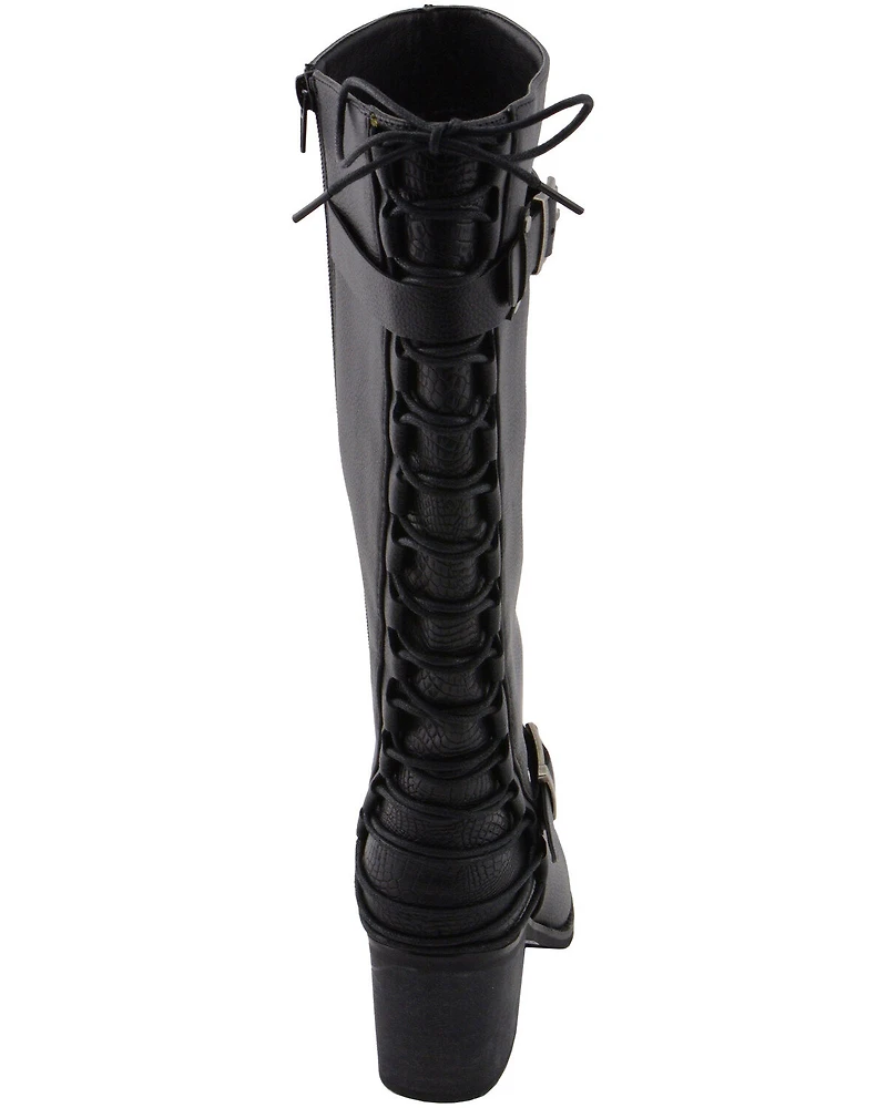 Milwaukee Leather Women's Back End Laced Riding Boots - Round Toe