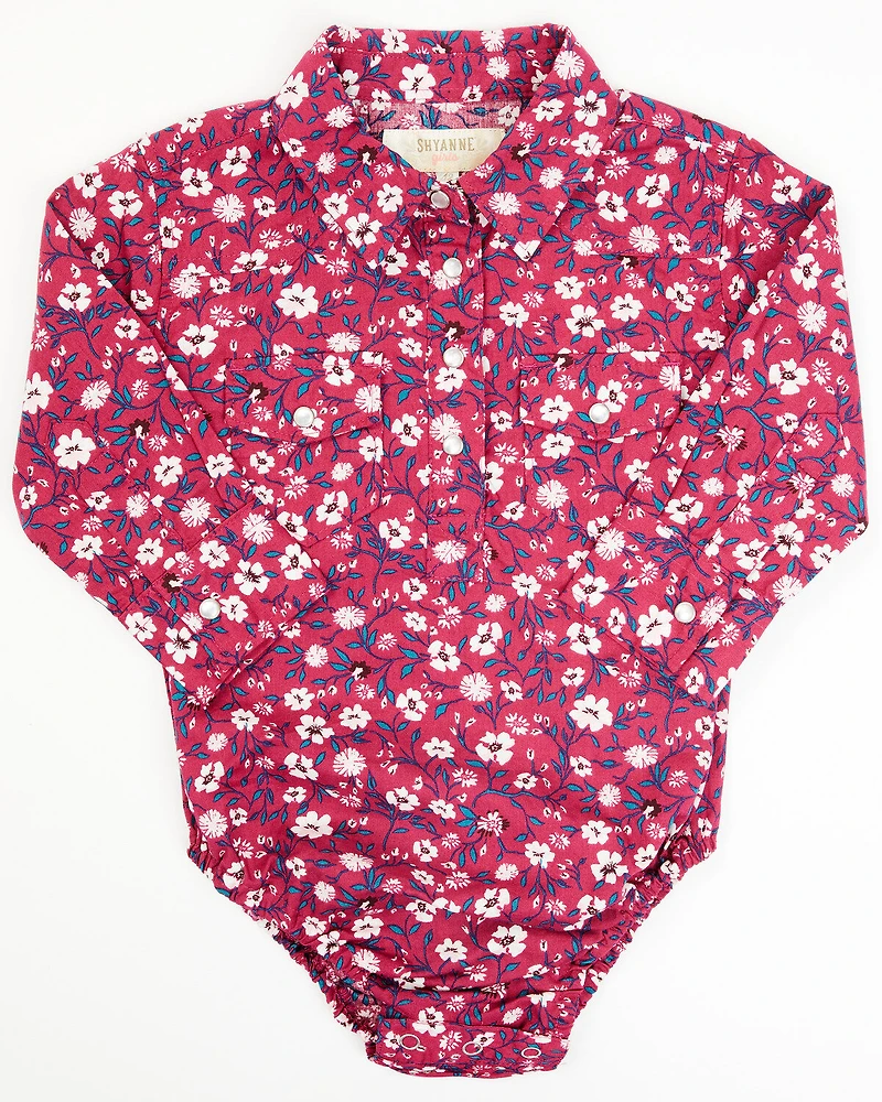 Shyanne Toddler Girls' Long Sleeve Floral Print Onesie