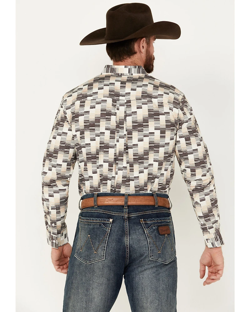 RANK 45® Men's Geo Print Long Sleeve Button-Down Western Shirt