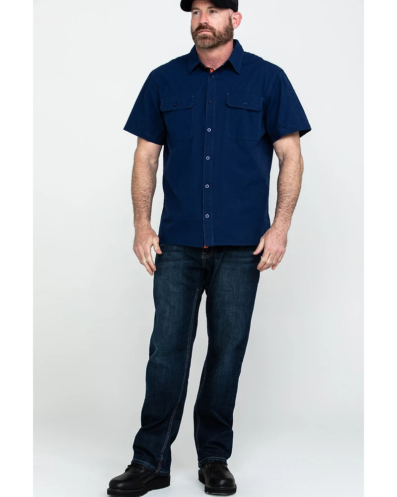 Hawx Men's Solid Yarn Dye Two Pocket Short Sleeve Work Shirt