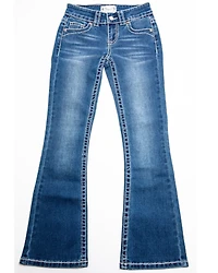 Shyanne Girls' Medium Wash Swirl Floral Embroidered Bootcut Jeans