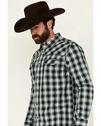 Moonshine Spirit Men's Autograph Plaid Print Long Sleeve Snap Western Shirt
