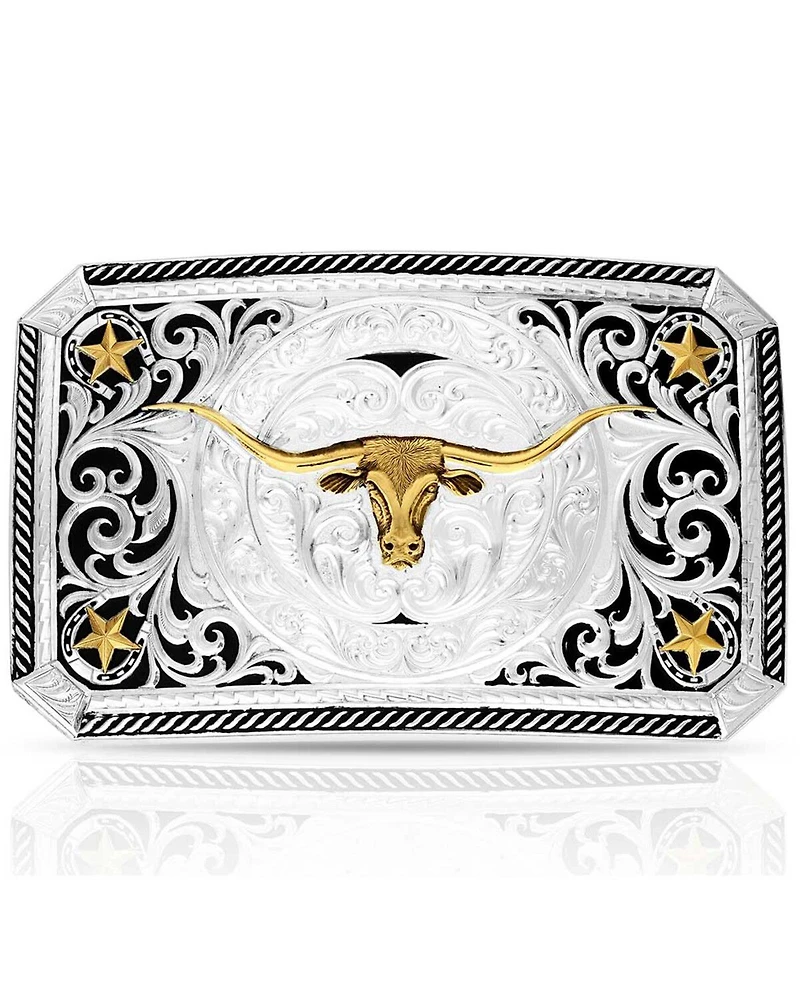 Montana Silversmiths Men's Longhorn Cattle Drive Belt Buckle
