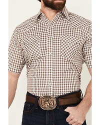 Ely Walker Men's Checkered Print Short Sleeve Snap Western Shirt