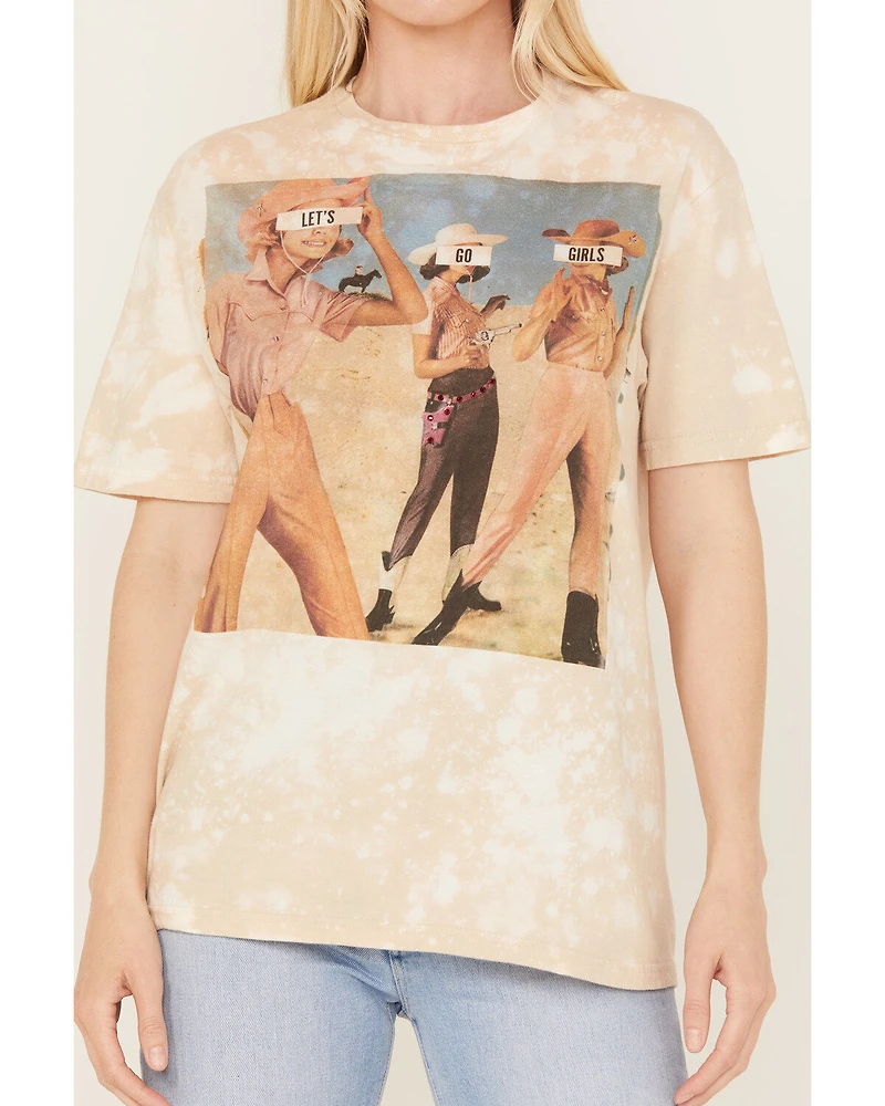 Gina Tees Women's Embellished Let's Go Girls Graphic Tee