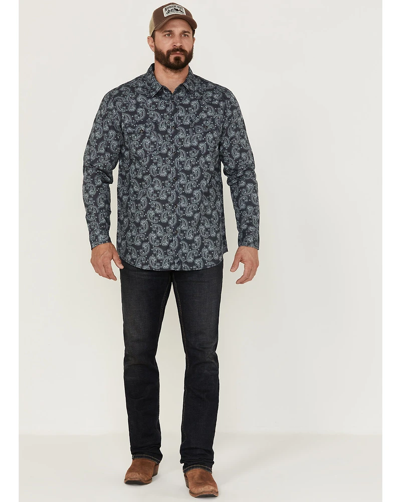 Moonshine Spirit Men's Amusement Large Paisley Print Long Sleeve Western Shirt