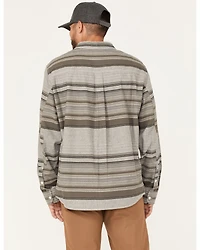 Brothers and Sons Men's Fine Line Striped Print Long Sleeve Button Down Flannel Shirt