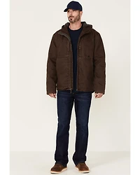 Hawx Men's Brown Castile Weathered Duck Hooded Zip-Front Insulated Work Jacket