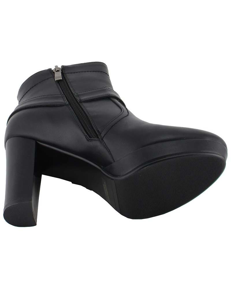 Milwaukee Leather Women's Block Heel Harness Booties - Round Toe