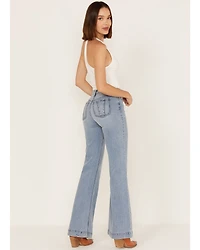 Shyanne Women's Light Wash High Rise Seamed Flare Jeans