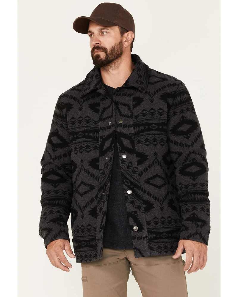 Powder River Outfitters Men's Border Commander Southwestern Print Full-Snap Wool Jacket