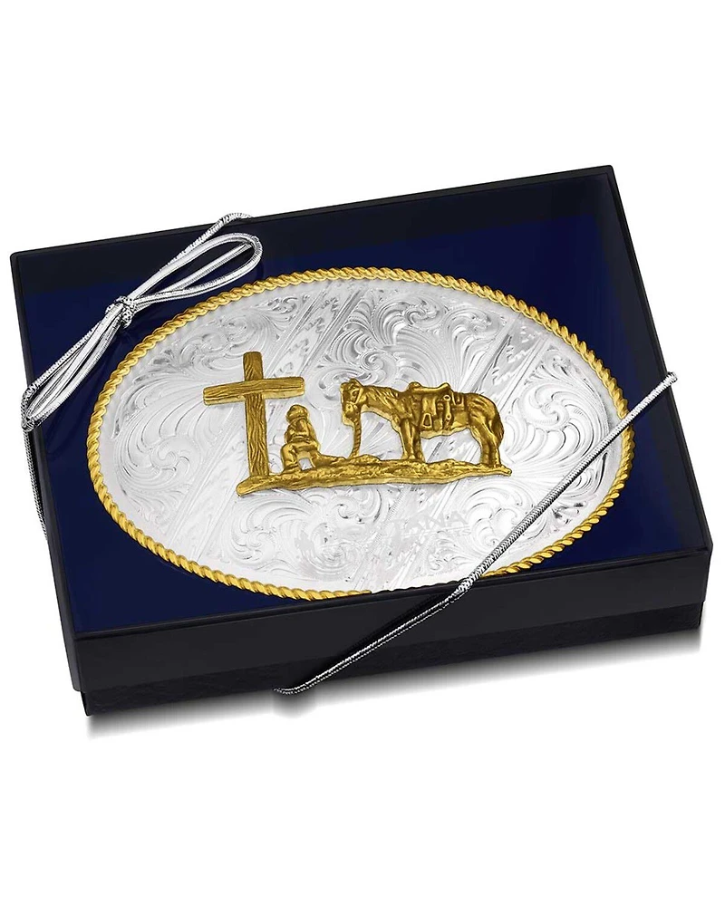 Montana Silversmiths Men's Engraved Christian Cowboy Belt Buckle