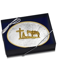 Montana Silversmiths Men's Engraved Christian Cowboy Belt Buckle