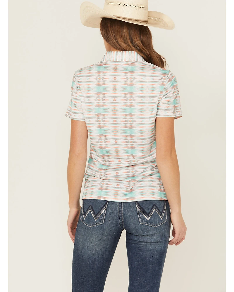 Cinch Women's Southwestern Print Short Sleeve Button-Down Polo