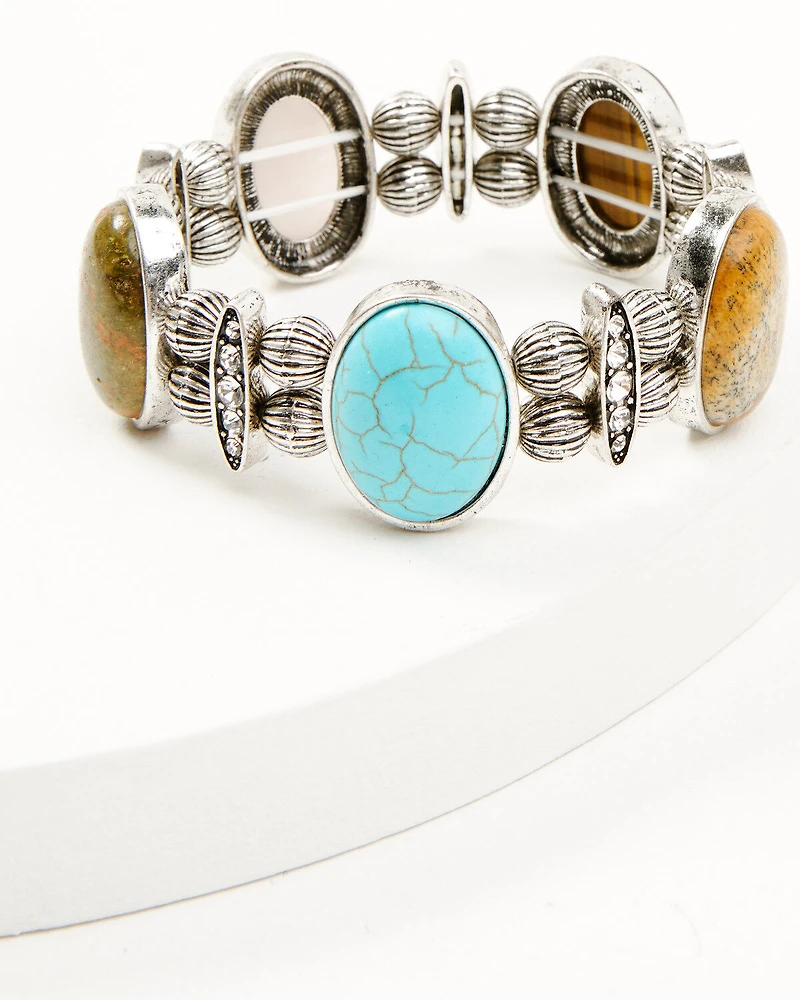 Shyanne Women's Bisbee Falls Mixed Stone 3-Piece Stretch Bracelet Set
