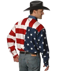Roper Men's American Flag Long Sleeve Western Shirt