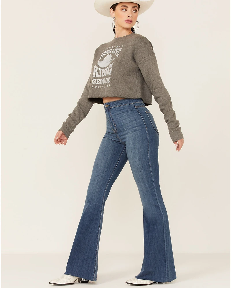 Ruby's Rubbish Women's Heather Gray Long Live King George Graphic Sweatshirt