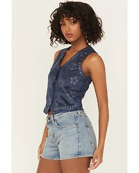 Rock & Roll Denim Women's Star Faux Suede Vest