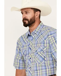 Resistol Men's Miramar Plaid Print Short Sleeve Button Down Western Shirt