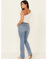 Rock & Roll Denim Women's Medium Wash Embroidered Mid Rise Bootcut Jean