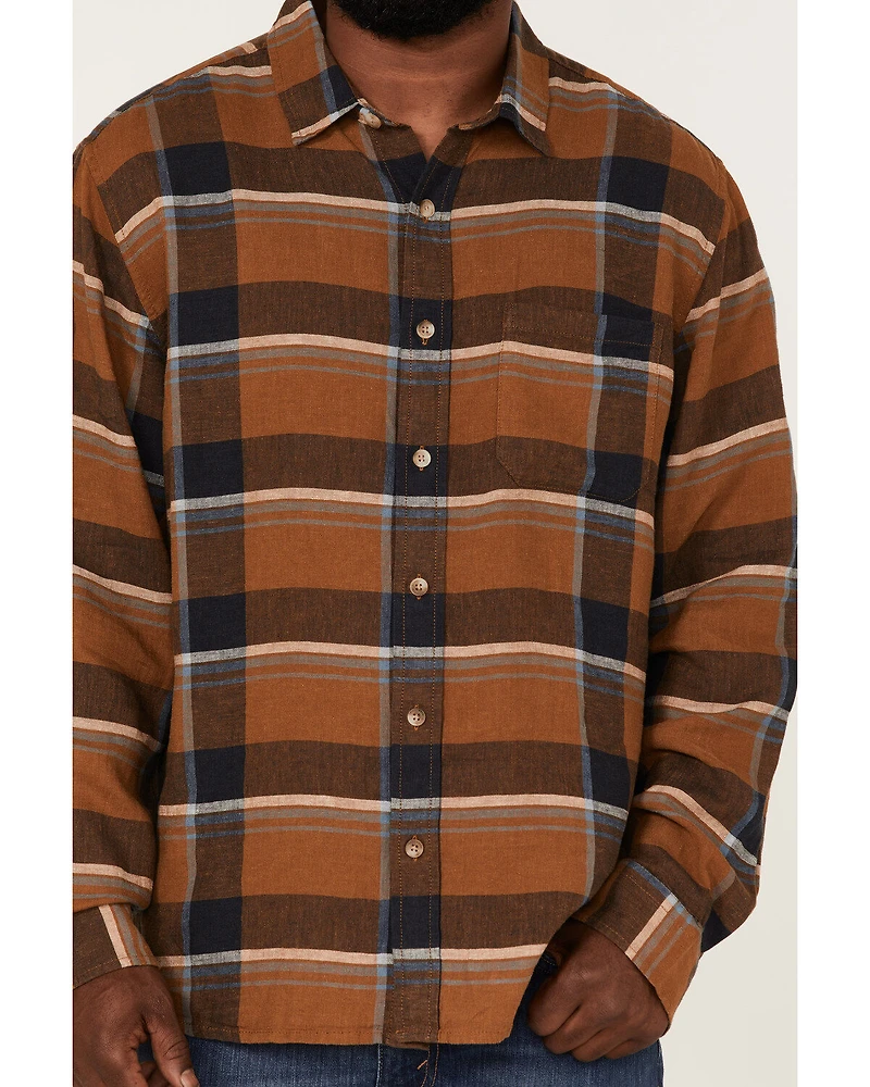 Pendleton Men's Linen Large Plaid Long Sleeve Button Down Western Shirt