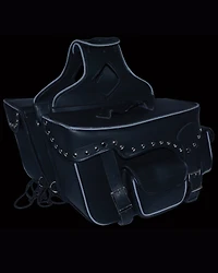 Milwaukee Leather Reflective Double Front Pocket Studded Throw Over Saddle Bag