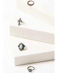 Shyanne Women's Bronze & Turquoise 4-Piece Ring Set