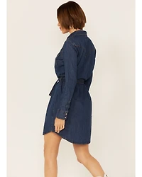 Wrangler Women's Dark Denim Washed Long Sleeve Western Shirt Dress