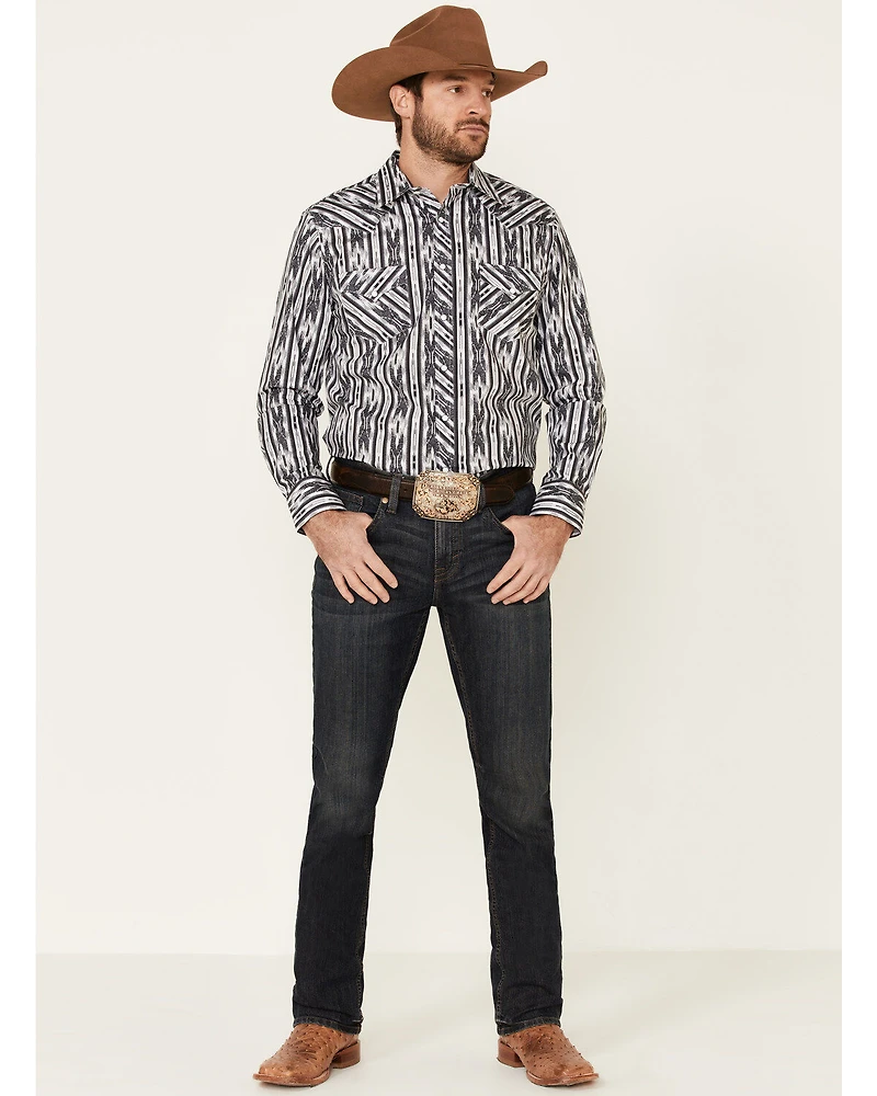Rock & Roll Denim Men's Southwestern Striped Long Sleeve Snap Western Shirt
