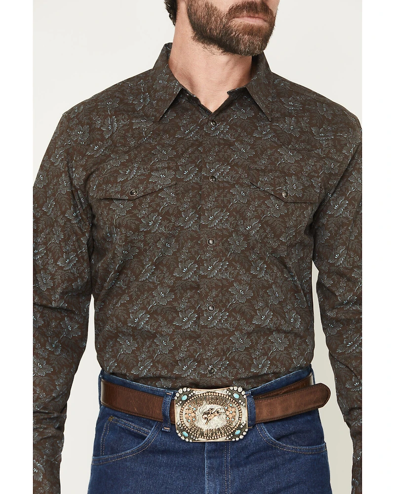 Gibson Trading Co Men's Groovin Floral Print Long Sleeve Snap Western Shirt