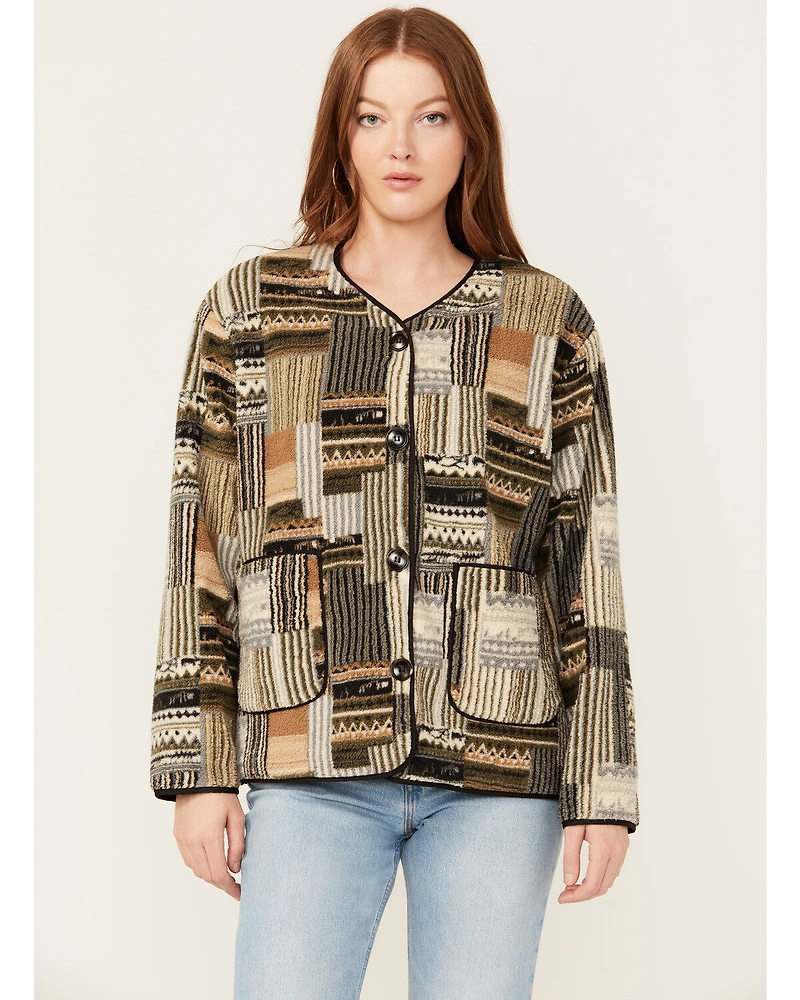 Miss Me Women's Multi Striped Print Button-Down Jacket