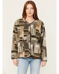Miss Me Women's Multi Striped Print Button-Down Jacket