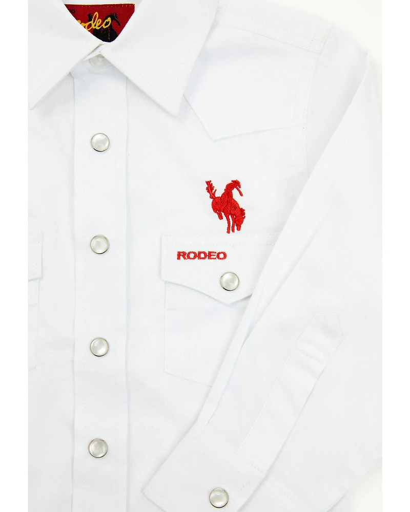 Rodeo Clothing Boys' USA Long Sleeve Pearl Snap Western Shirt