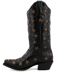 Black Star Women's Marfa Inlay Studded Leather Western Boot - Snip Toe