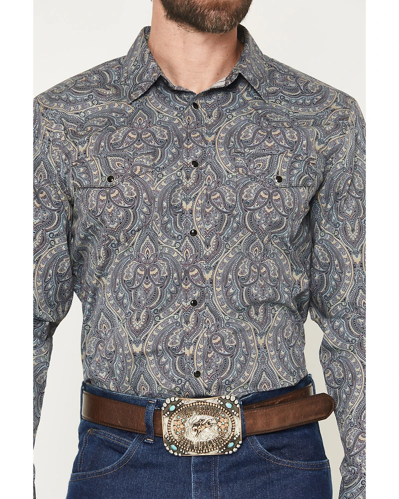 Gibson Trading Co Men's Paisley Power Print Long Sleeve Snap Western Shirt