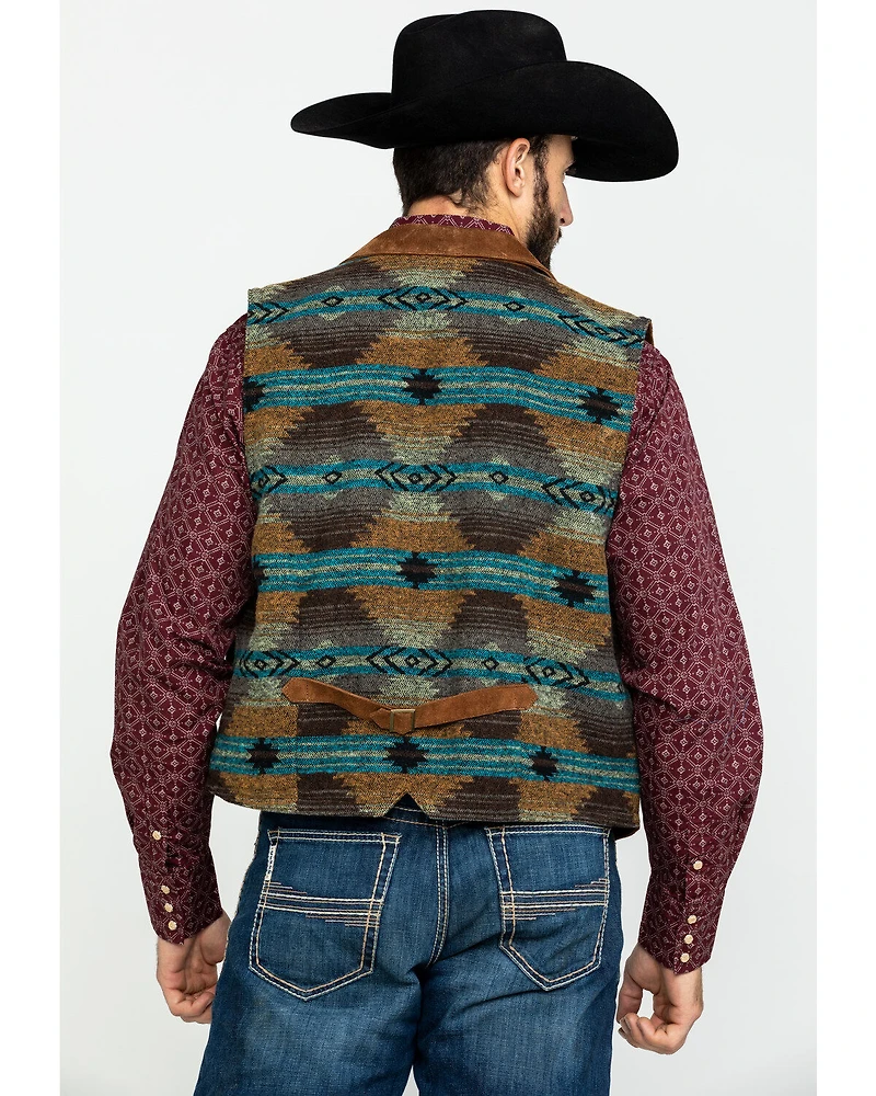 Scully Leatherwear Men's Southwestern Knit Back Suede Vest