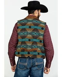 Scully Leatherwear Men's Southwestern Knit Back Suede Vest