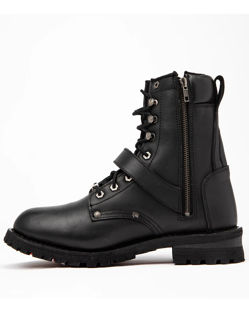 Milwaukee Leather Men's Buckled Lace-Up Boots - Round Toe