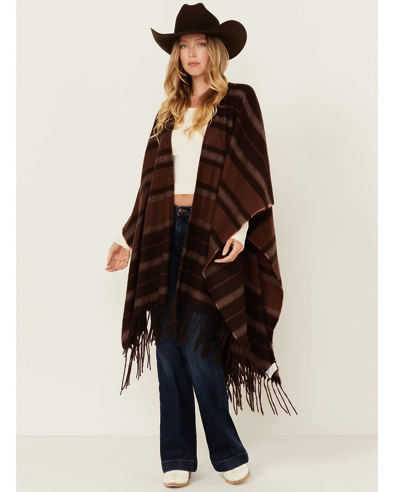 Shyanne Women's Striped Fringe Blanket Shawl