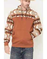 RANK 45® Men's Dusted Southwestern Print Color Block Hooded Sweatshirt