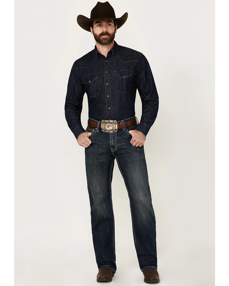 Rock & Roll Denim Men's Double Barrel Medium Wash Relaxed Bootcut Stretch Jeans