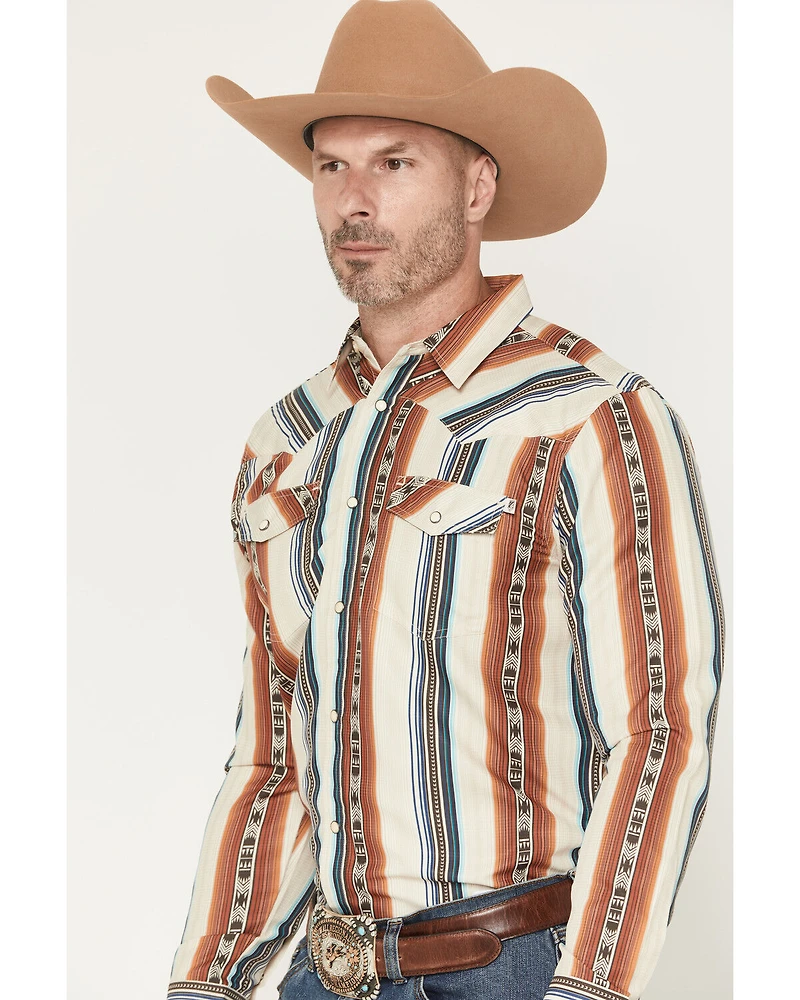 RANK 45® Men's Range Rider Striped Long Sleeve Snap Performance Western Shirt