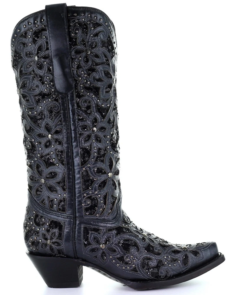 Corral Women's Inlay Embroidery Western Boots - Snip Toe