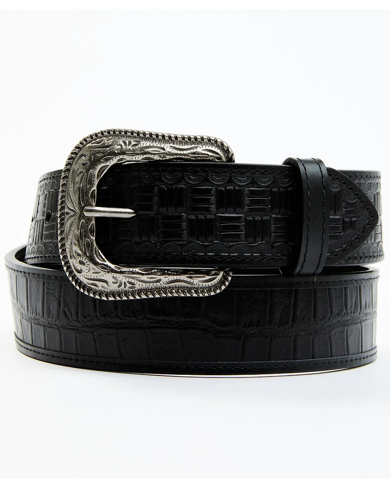 Cody James Men's Checkered Billets Alligator Print Leather Belt