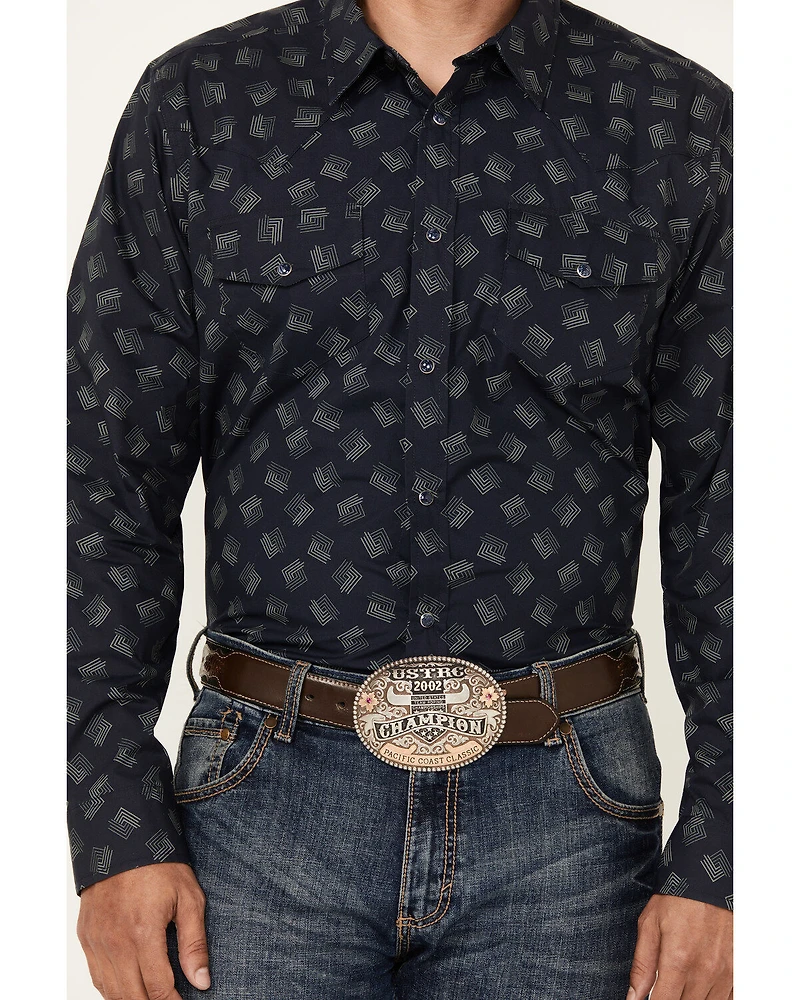 Gibson Trading Co Men's Shrapnel Geo Print Long Sleeve Snap Western Shirt