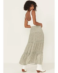 Rock & Roll Denim Women's Floral Print Tiered Maxi Skirt