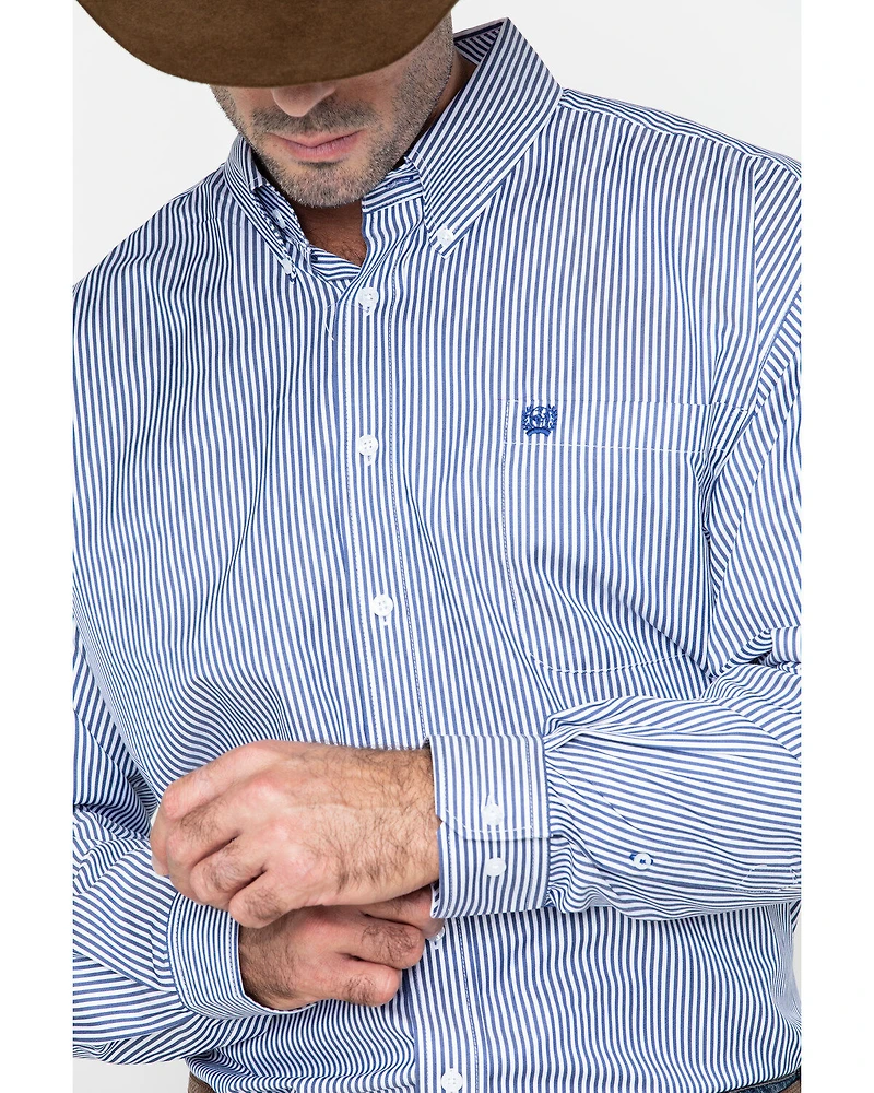 Cinch Men's Royal Blue Striped Western Shirt - Big & Tall
